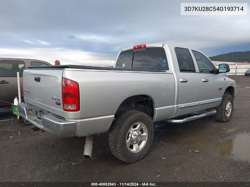 2004 Dodge Ram 2500 Slt/Laramie VIN: 3D7KU28C54G193714 Lot: 40852943