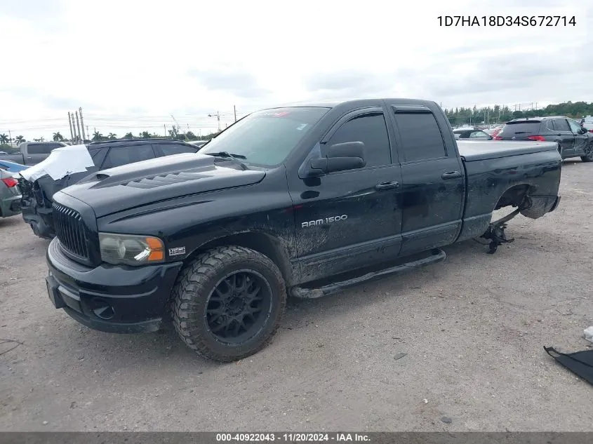 2004 Dodge Ram 1500 Slt/Laramie VIN: 1D7HA18D34S672714 Lot: 40922043