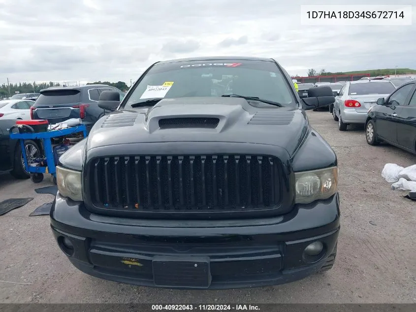 2004 Dodge Ram 1500 Slt/Laramie VIN: 1D7HA18D34S672714 Lot: 40922043