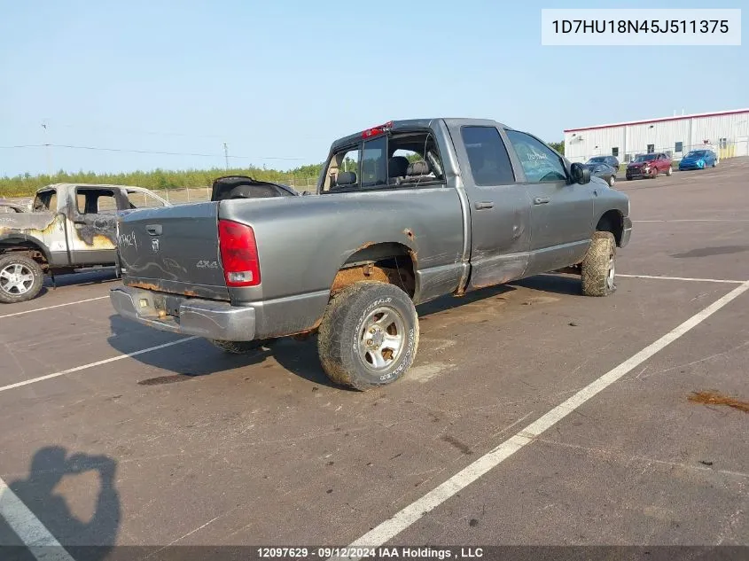 2005 Dodge Ram 1500 St VIN: 1D7HU18N45J511375 Lot: 12097629