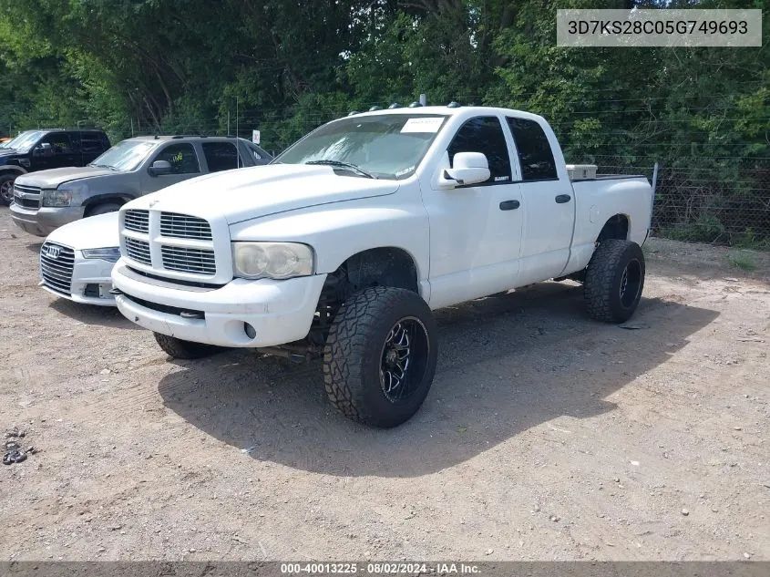 2005 Dodge Ram 2500 Slt/Laramie VIN: 3D7KS28C05G749693 Lot: 40013225