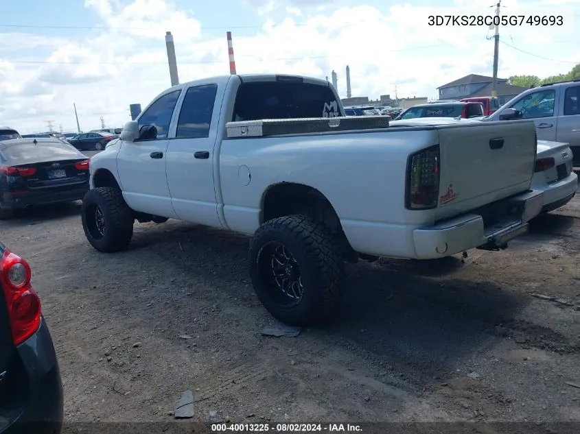 2005 Dodge Ram 2500 Slt/Laramie VIN: 3D7KS28C05G749693 Lot: 40013225