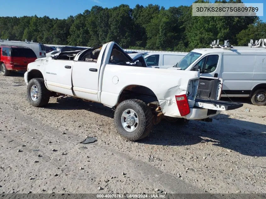 2005 Dodge Ram 2500 Slt/Laramie VIN: 3D7KS28C75G809789 Lot: 40078763