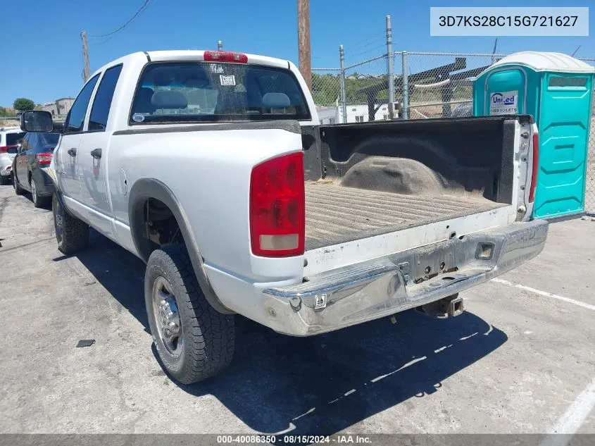 2005 Dodge Ram 2500 Slt/Laramie VIN: 3D7KS28C15G721627 Lot: 40086350