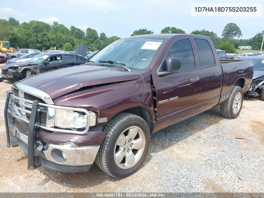 2005 Dodge Ram 1500 Slt/Laramie VIN: 1D7HA18D75S203255 Lot: 40087791