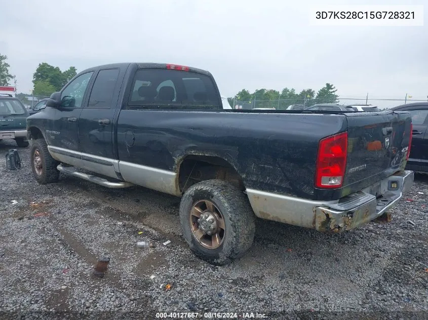 2005 Dodge Ram 2500 Slt/Laramie VIN: 3D7KS28C15G728321 Lot: 40127667