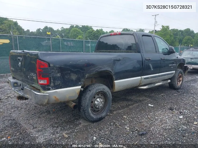 2005 Dodge Ram 2500 Slt/Laramie VIN: 3D7KS28C15G728321 Lot: 40127667