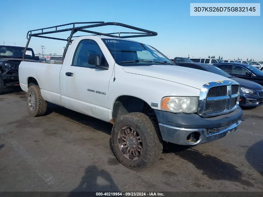 2005 Dodge Ram 2500 St/Slt VIN: 3D7KS26D75G832145 Lot: 40219954