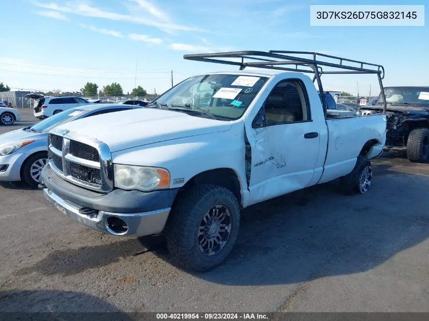 2005 Dodge Ram 2500 St/Slt VIN: 3D7KS26D75G832145 Lot: 40219954