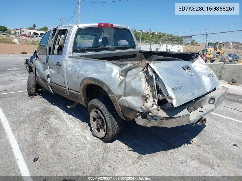 2005 Dodge Ram 2500 Slt/Laramie VIN: 3D7KS28C15G858261 Lot: 40236557