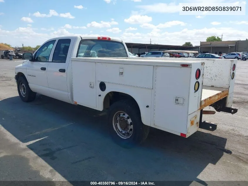 2005 Dodge Ram 2500 Slt/Laramie VIN: 3D6WR28D85G839071 Lot: 40350796