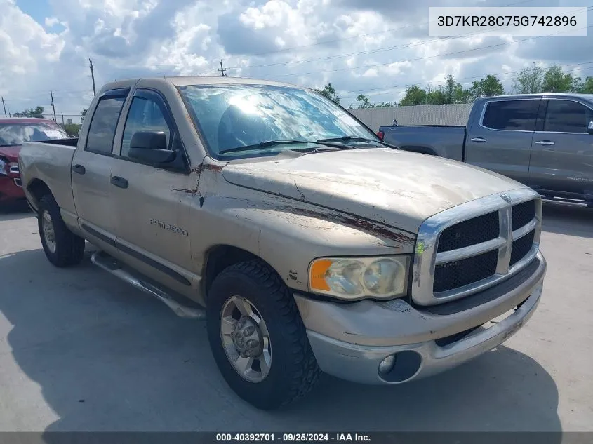 2005 Dodge Ram 2500 Slt/Laramie VIN: 3D7KR28C75G742896 Lot: 40392701