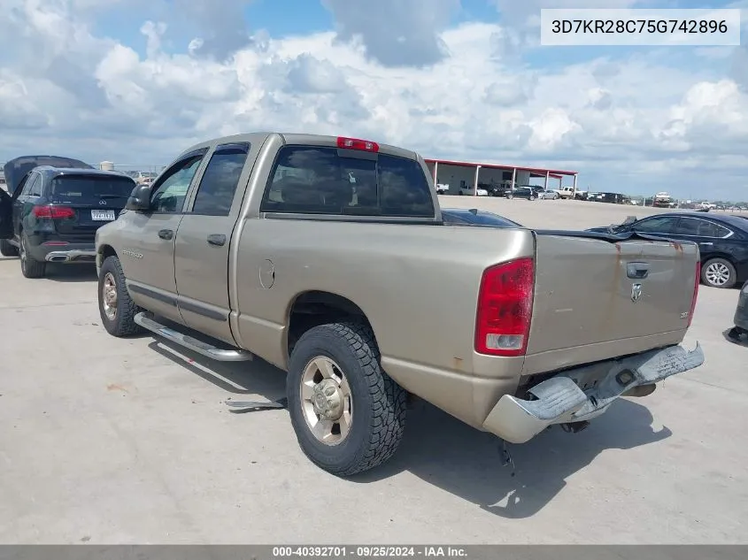 2005 Dodge Ram 2500 Slt/Laramie VIN: 3D7KR28C75G742896 Lot: 40392701