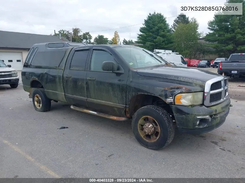 2005 Dodge Ram 2500 Slt/Laramie VIN: 3D7KS28D85G768016 Lot: 40403328