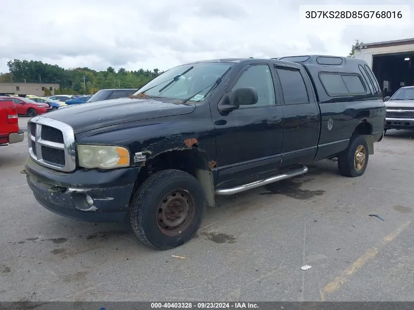 2005 Dodge Ram 2500 Slt/Laramie VIN: 3D7KS28D85G768016 Lot: 40403328