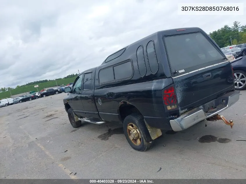 2005 Dodge Ram 2500 Slt/Laramie VIN: 3D7KS28D85G768016 Lot: 40403328