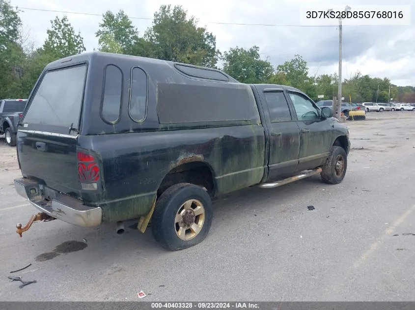 2005 Dodge Ram 2500 Slt/Laramie VIN: 3D7KS28D85G768016 Lot: 40403328