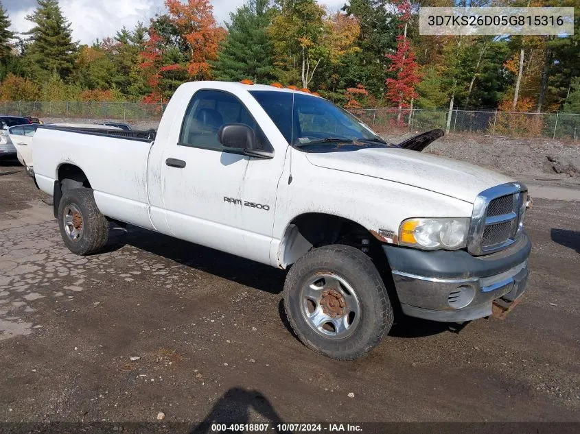 2005 Dodge Ram 2500 St VIN: 3D7KS26D05G815316 Lot: 40518807