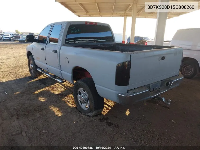 2005 Dodge Ram 2500 Slt/Laramie VIN: 3D7KS28D15G808260 Lot: 40600786