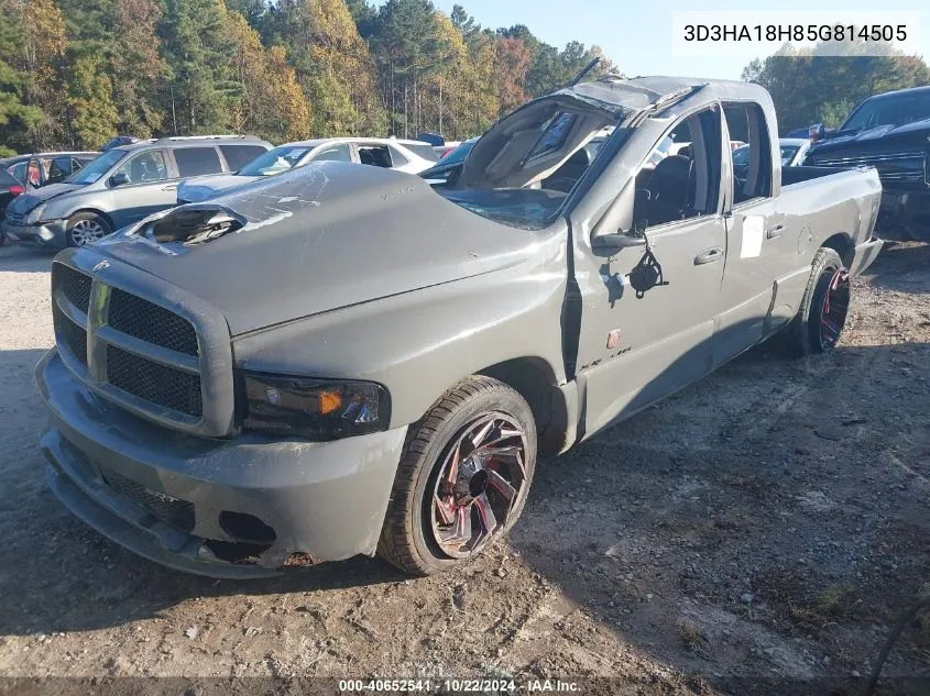 2005 Dodge Ram 1500 Srt-10 VIN: 3D3HA18H85G814505 Lot: 40652541