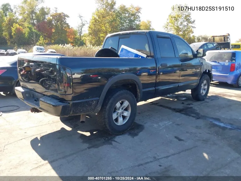 2005 Dodge Ram 1500 Slt/Laramie VIN: 1D7HU18D25S191510 Lot: 40701285