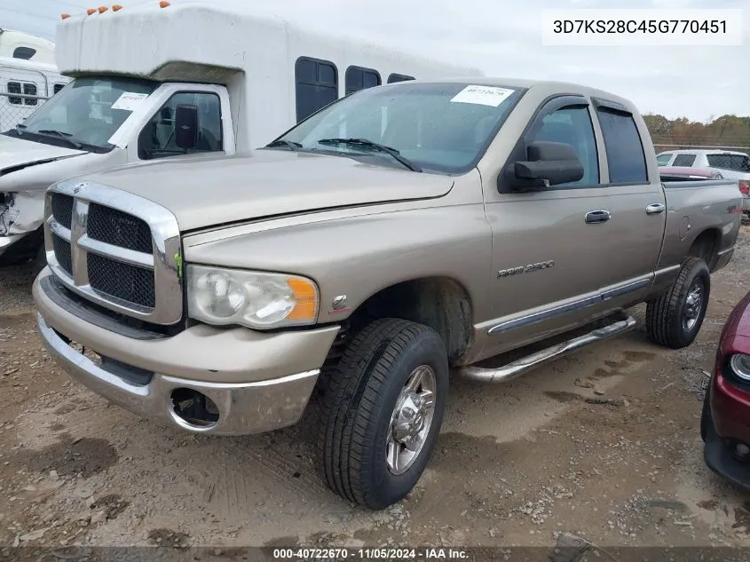 2005 Dodge Ram 2500 Slt/Laramie VIN: 3D7KS28C45G770451 Lot: 40722670