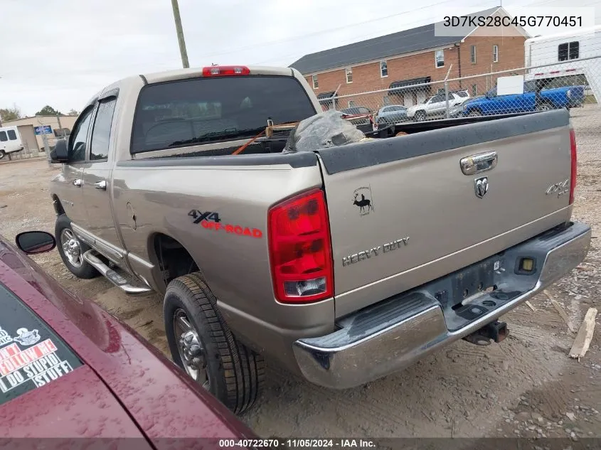 2005 Dodge Ram 2500 Slt/Laramie VIN: 3D7KS28C45G770451 Lot: 40722670