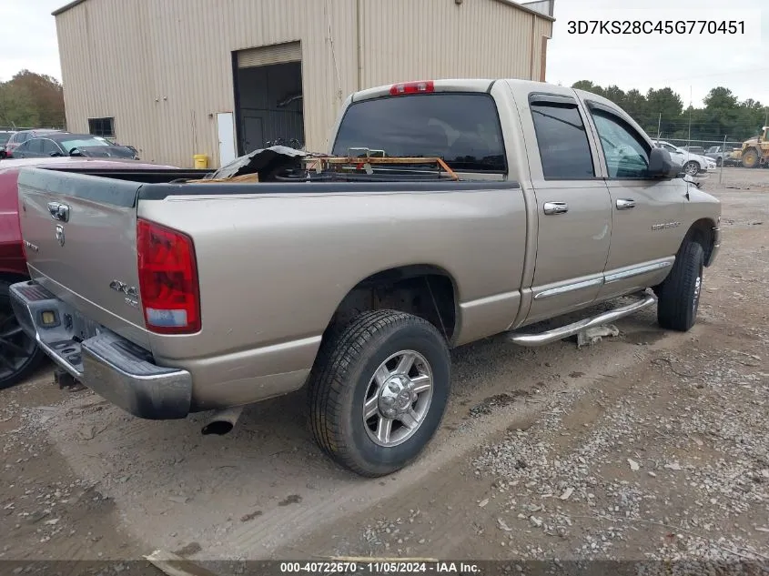 2005 Dodge Ram 2500 Slt/Laramie VIN: 3D7KS28C45G770451 Lot: 40722670