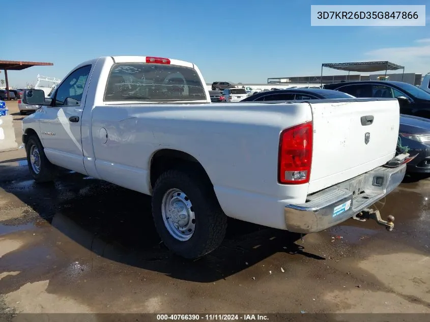 2005 Dodge Ram 2500 St VIN: 3D7KR26D35G847866 Lot: 40766390