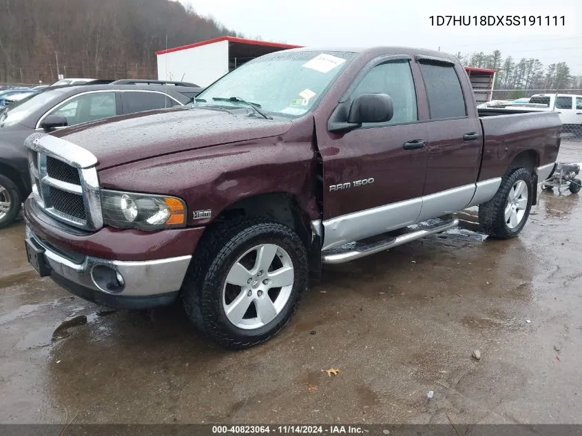 2005 Dodge Ram 1500 Slt/Laramie VIN: 1D7HU18DX5S191111 Lot: 40823064