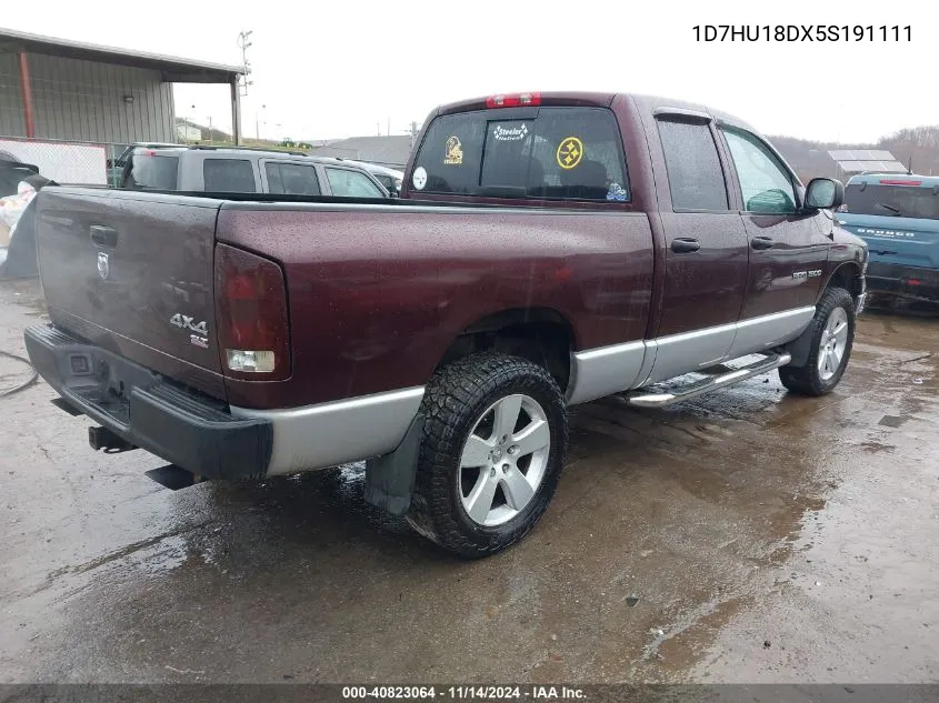 2005 Dodge Ram 1500 Slt/Laramie VIN: 1D7HU18DX5S191111 Lot: 40823064