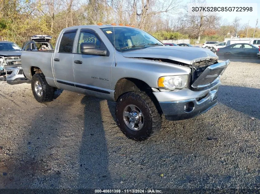 2005 Dodge Ram 2500 Slt/Laramie VIN: 3D7KS28C85G722998 Lot: 40831359