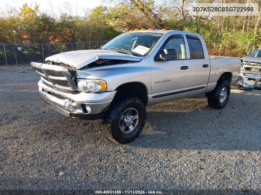 2005 Dodge Ram 2500 Slt/Laramie VIN: 3D7KS28C85G722998 Lot: 40831359