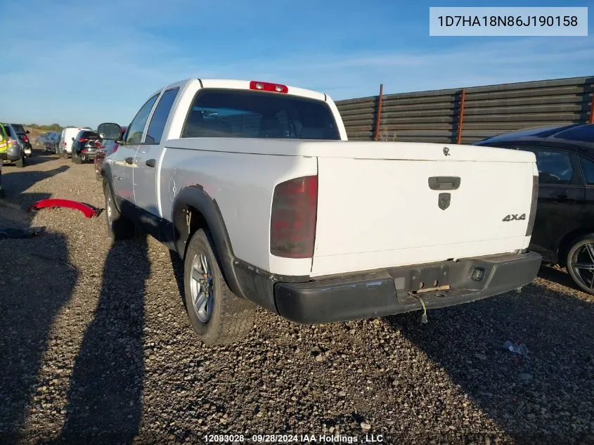 2006 Dodge Ram 1500 St/Slt VIN: 1D7HA18N86J190158 Lot: 12083028