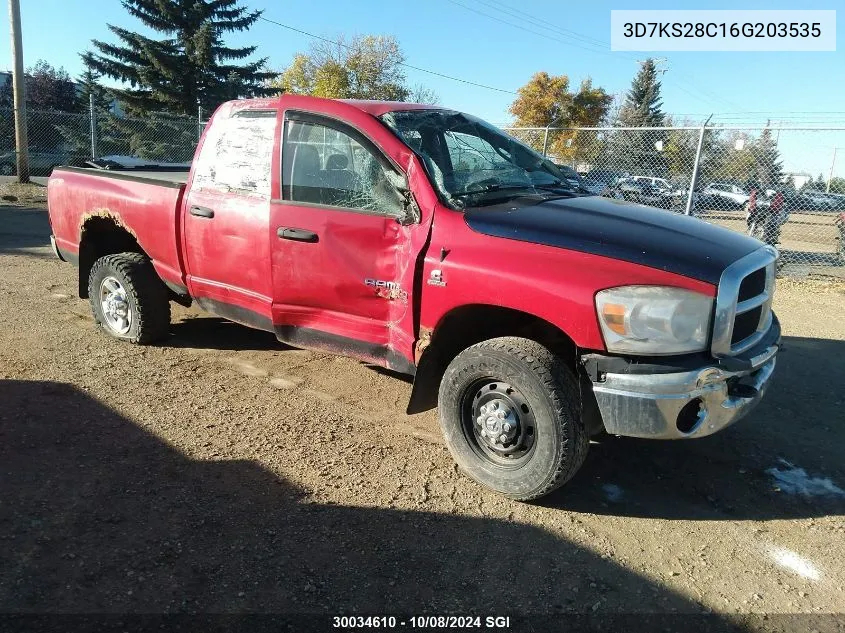 2006 Dodge Ram 2500 St/Slt/Laramie VIN: 3D7KS28C16G203535 Lot: 30034610