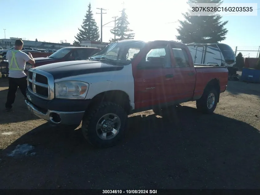 2006 Dodge Ram 2500 St/Slt/Laramie VIN: 3D7KS28C16G203535 Lot: 30034610