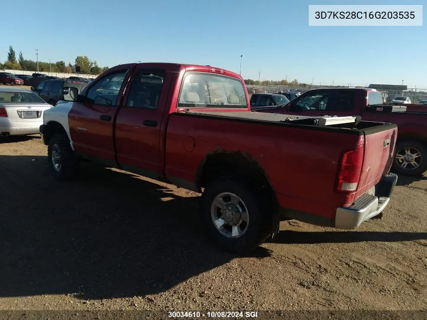 2006 Dodge Ram 2500 St/Slt/Laramie VIN: 3D7KS28C16G203535 Lot: 30034610