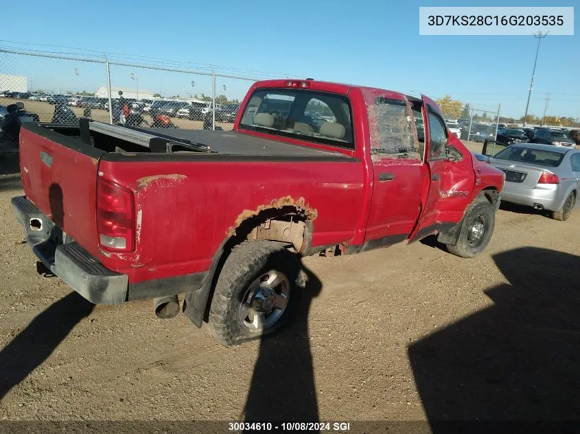 2006 Dodge Ram 2500 St/Slt/Laramie VIN: 3D7KS28C16G203535 Lot: 30034610