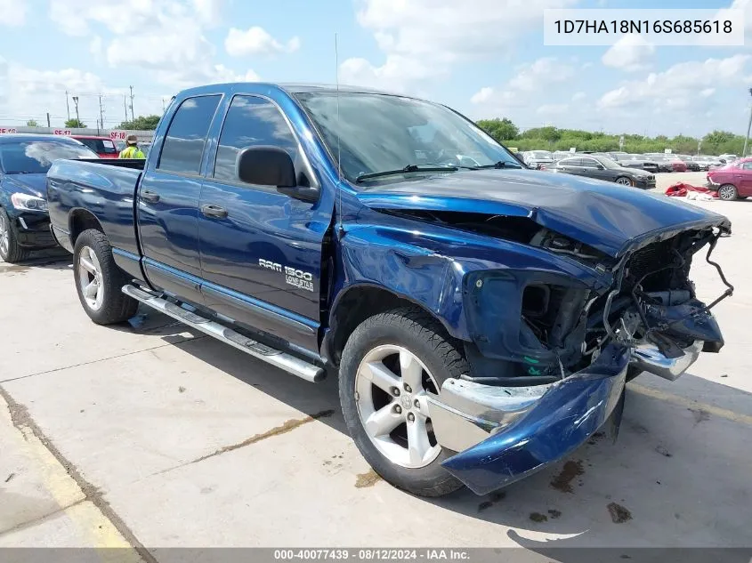 2006 Dodge Ram 1500 Slt VIN: 1D7HA18N16S685618 Lot: 40077439