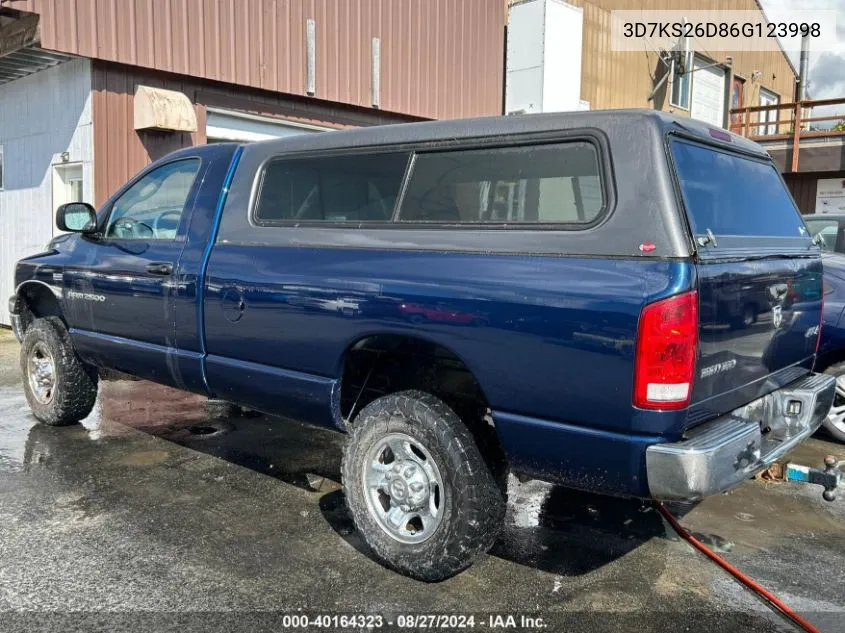 2006 Dodge Ram 2500 St VIN: 3D7KS26D86G123998 Lot: 40164323