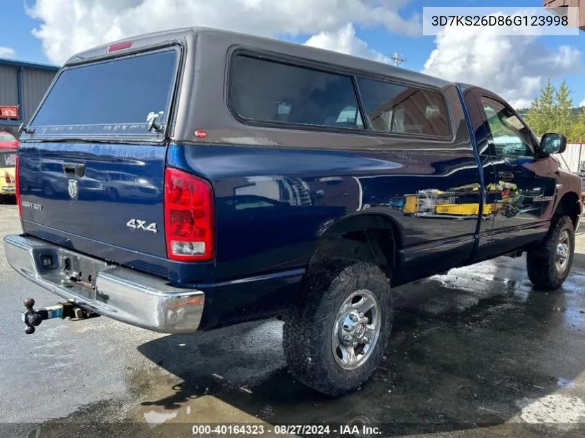 3D7KS26D86G123998 2006 Dodge Ram 2500 St