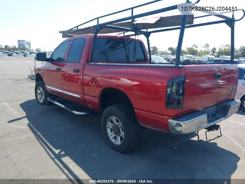 2006 Dodge Ram 2500 Laramie VIN: 1D7KS28C26J204451 Lot: 40293276