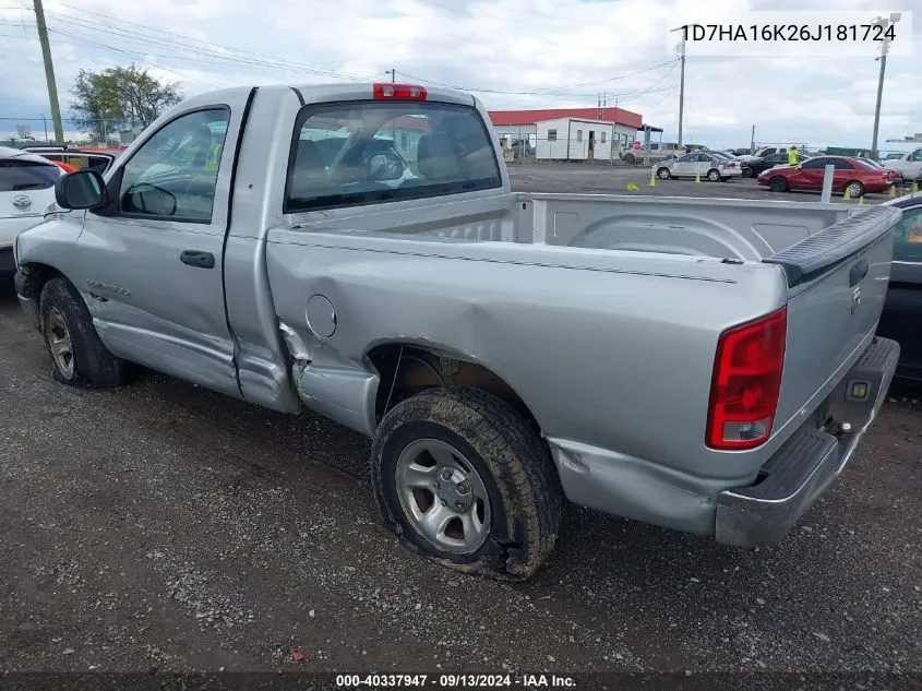 2006 Dodge Ram 1500 St VIN: 1D7HA16K26J181724 Lot: 40337947