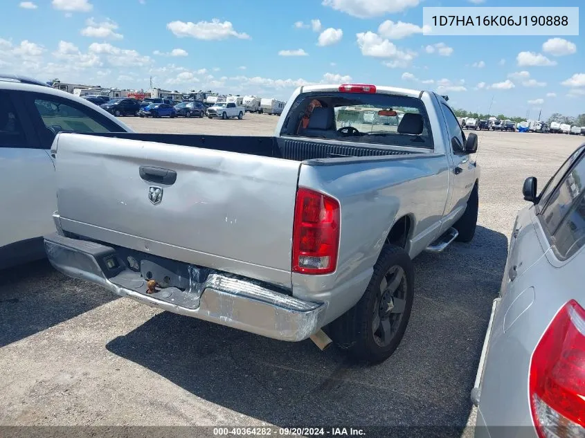 2006 Dodge Ram 1500 St VIN: 1D7HA16K06J190888 Lot: 40364282