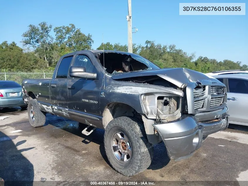 2006 Dodge Ram 2500 Slt/Sport VIN: 3D7KS28C76G106355 Lot: 40367458