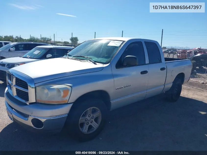 2006 Dodge Ram 1500 Slt VIN: 1D7HA18N86S647397 Lot: 40418056