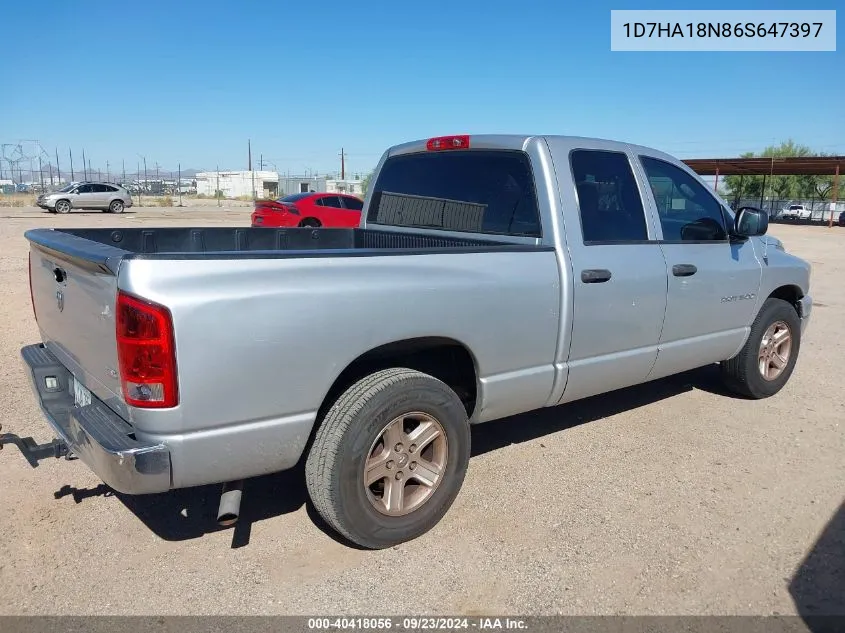 2006 Dodge Ram 1500 Slt VIN: 1D7HA18N86S647397 Lot: 40418056