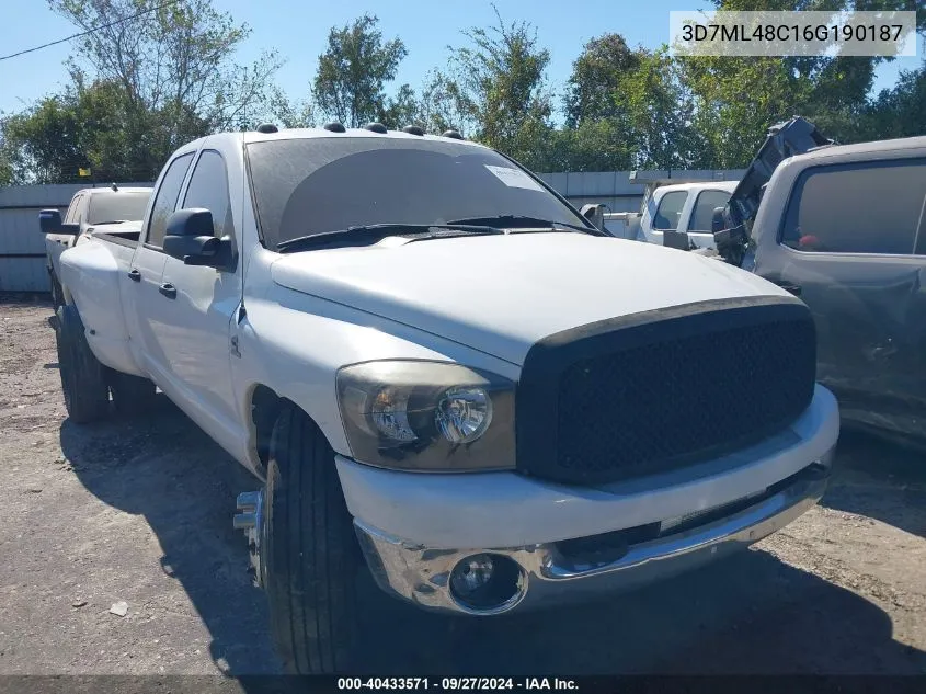 2006 Dodge Ram 3500 Slt/Sport VIN: 3D7ML48C16G190187 Lot: 40433571