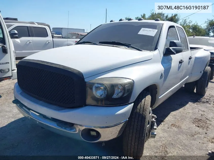 2006 Dodge Ram 3500 Slt/Sport VIN: 3D7ML48C16G190187 Lot: 40433571