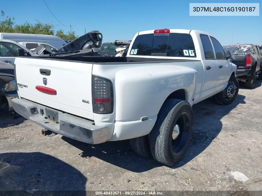 2006 Dodge Ram 3500 Slt/Sport VIN: 3D7ML48C16G190187 Lot: 40433571